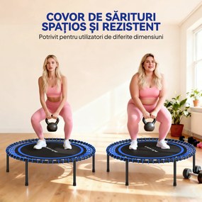 SPORTNOW Trambulină Elastică Fitness cu 36 de Corzi din Oțel și PP, Ø114x31 cm, Albastru | Aosom Romania
