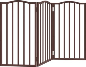 vidaXL Poartă de câini pliabilă 3 panouri stejar maro 150 cm lemn plop