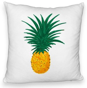 Perna Decorativa Fluffy, Model Ananas, 40x40 cm, Alba, Husa Detasabila, Burduf