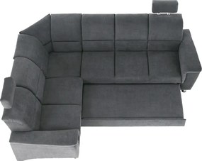 Colţar extensibil, material textil gri, model stânga, SANTIAGO