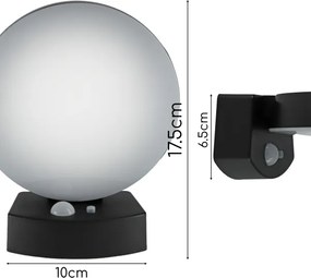 Aplică de perete solară LED cu senzor LED/3W/3,7V 1800 mAh IP54 negru