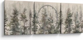 Tablou - Pădurea de pini I., aquarel (cu ceas) (90x30 cm)
