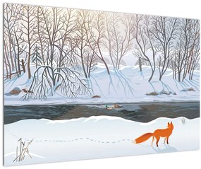 Tablou - Vulpe în peisaj de iarnă (90x60 cm)