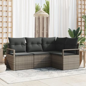 vidaXL Set de canapele pentru grădină 4 pcs Gri Rattan poli