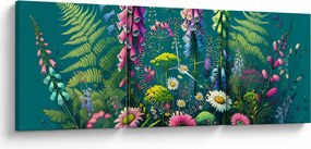 Tablou - Flori de câmp (cu ceas) (90x30 cm)