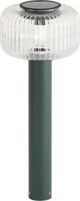 Stâlp de iluminat exterior modern verde cu sticlă canelată, cu LED solar IP65 - Ribble Mushroom