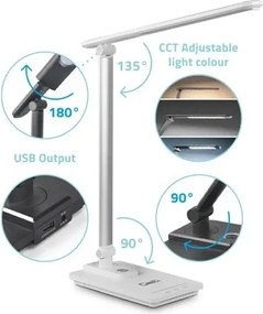 Lampă LED dimabilă de masă cu USB LED/9W/230V 3000K/4000K/5500K alb