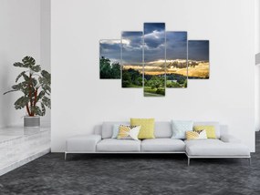 Tablou cu peisaj și raze de soare (150x105 cm)