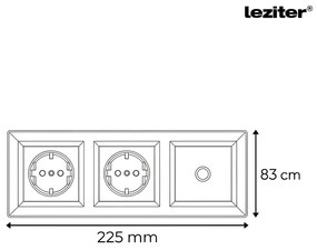 Priză Nova III cu două prize împământate, cu priză TV și cadru gri