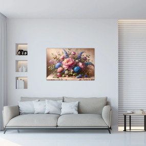 Tablou - Masă plină de flori (90x60 cm)