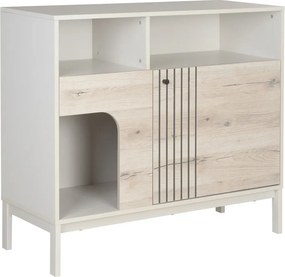 Comoda FROST 100x90 cm alba, decor stejar alpin