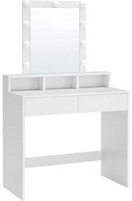 Masuta de toaleta cu oglinda si lumina reglabila, 80 x 145 x 40 cm, alb