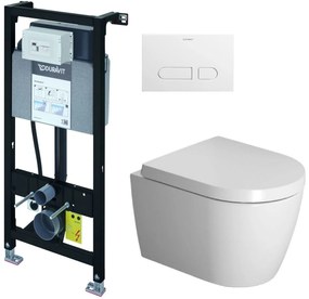 Set vas WC cu capac soft-close Duravit ME by Starck 45300900A1, cadru încastrat Duravit DuraSystem WD1011000000, WD5001011000