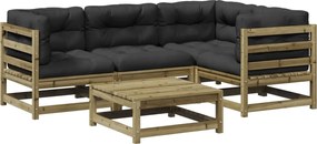 vidaXL Set mobilier de grădină cu perne, 5 piese, lemn de pin tratat