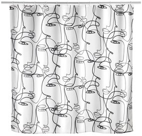 Perdea de duș Wenko Faces, alb-negru