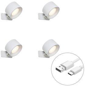Set de 4 Aplice și Plafoniere Moderne Albe cu LED Reîncărcabil - Bright