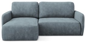 Colțar albastru prăfuit extensibil/cu spațiu de depozitare cu tapițerie din chenille (cu colț pe partea stângă/cu șezlong) Lilo – Makamii