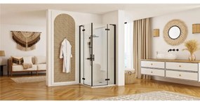 Rea Hugo cabina de dus 100x100 cm patrat negru semi lucios sticla transparenta REA-K6602