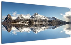 Tablou cu munți și reflectarea lor (120x50 cm)