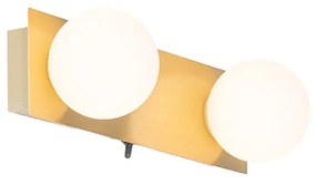 Aplică aurie 28 cm IP44 cu 2 lumini cu întrerupător - Cederic
