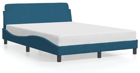 373176 vidaXL Cadru de pat cu tăblie, albastru, 140x190 cm, catifea