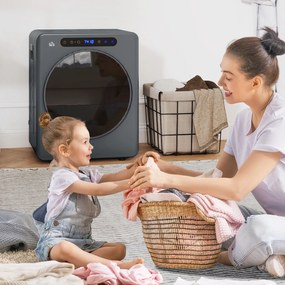 HOMCOM Uscător de Rufe, 6 Programe, 40-60℃, Capacitate de 4 kg, Compact, Control Tactil, Gri | Aosom Romania