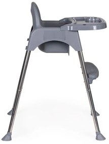 Scaun de hrănire 2 în 1 cu tavă și centuri gri