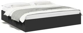 3280994 vidaXL Cadru de pat negru 180x200 cm din lemn prelucrat