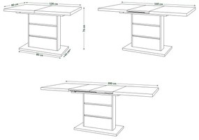 Masă extensibilă PAOLO alb/negru