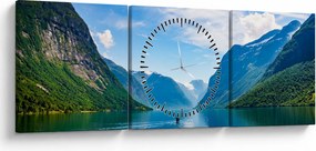 Tablou - Lacul Lovatnet (cu ceas) (90x30 cm)