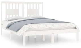 3104039 vidaXL Cadru de pat dublu, alb, 135x190 cm, lemn masiv