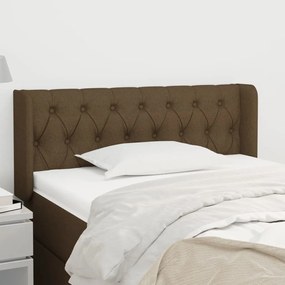 vidaXL Tăblie de pat cu aripioare maro închis 93x16x78/88 cm textil