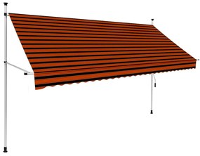vidaXL Copertină retractabilă manual, portocaliu și maro, 300 cm
