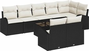 vidaXL Set de canapele pentru grădină 9 pcs Negru și Alb poliratan