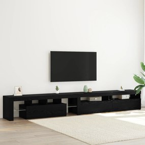 Mobilier TV vidaXL 3 pcs cu Lumini LED Negru Stejar Lemn prelucrat