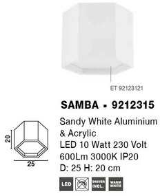 Plafoniera LED design minimal SAMBA alba