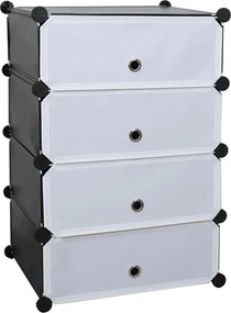 Pantofar PORET, negru/alb, plastic/metal, 49x37x76 cm
