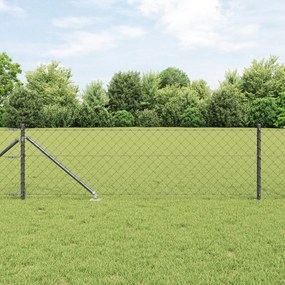 vidaXL Set de Stâlpi de Gard Gri 0.8 x 25 m Oțel Galvanizat