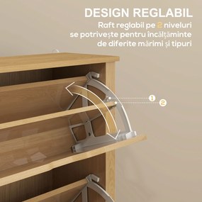 HOMCOM Dulap Slim pentru 18 Pantofi, 3 Sertare cu 2 Rafturi Reglabile Lemn | Aosom Romania