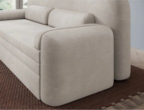 Canapea bej extensibilă/cu spațiu de depozitare cu tapițerie din catifea reiată 236 cm Elioss – ELTAP