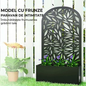 Outsunny Jardiniere Ridicată pentru Grădină și Balcon cu Spalier Arcuit Decorat cu Frunze, pentru Flori și Legume, Montare pe Perete sau Utilizare Independentă, Negru | Aosom Romania