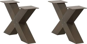 vidaXL Picioare pentru măsuță de cafea în formă de X, 2 buc., oțel natural, 60 x (30-31) cm
