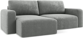 Colțar gri extensibil/cu spațiu de depozitare cu tapițerie din chenille (cu colț pe partea stângă/cu șezlong) Kona – Makamii