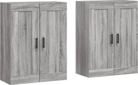vidaXL Dulapuri montate pe perete, 2 buc, gri Sonoma, lemn prelucrat