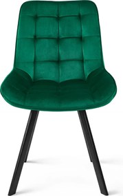 Scaun de masa SORIA VELVET cu picioare negre, verde