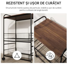 HOMCOM Cărucior Bucătărie Stil Industrial, Mobil cu Roți, Design Modern | Aosom Romania
