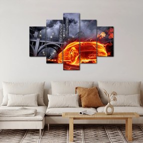 Tablou cu mașina în flăcărată (150x105 cm)