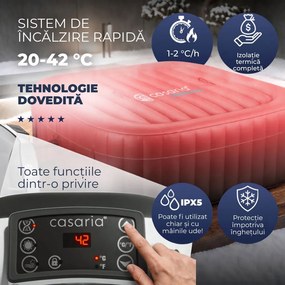 Cadă cu hidromasaj gonflabilă OASIS pentru 6 persoane, pătrată, neagră Casaria