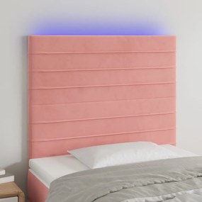 3122611 vidaXL Tăblie de pat cu LED, roz, 100x5x118/128 cm, catifea
