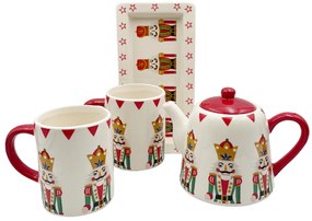 Set Ceainic, 2 Cani si Platou NUTCRACKER, Portelan